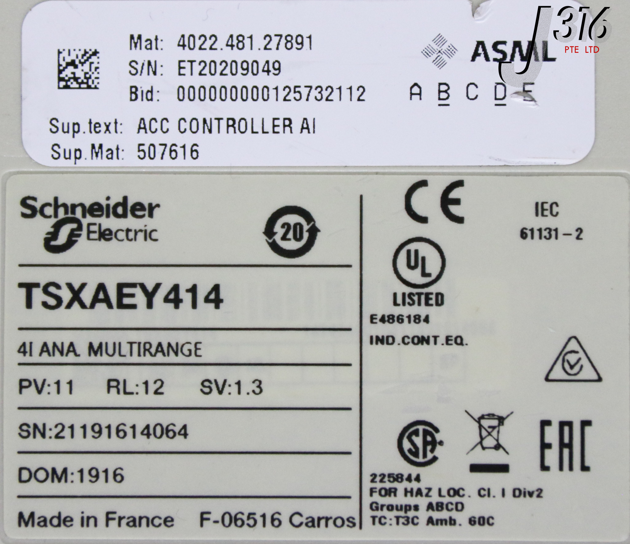 34293 SCHNEIDER ELECTRIC PLC MODULE, 41 ANA MULTIRANGE, 4022.481